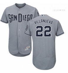 Mens Majestic San Diego Padres 22 Christian Villanueva Authentic Grey Road Cool Base MLB Jersey 