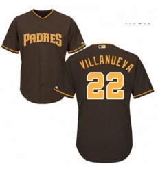 Mens Majestic San Diego Padres 22 Christian Villanueva Replica Brown Alternate Cool Base MLB Jersey 