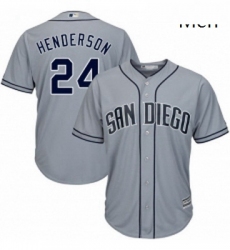 Mens Majestic San Diego Padres 24 Rickey Henderson Authentic Grey Road Cool Base MLB Jersey