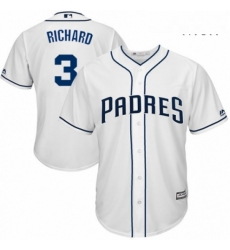 Mens Majestic San Diego Padres 3 Clayton Richard Replica White Home Cool Base MLB Jersey 