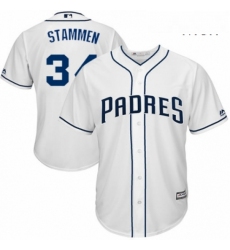 Mens Majestic San Diego Padres 34 Craig Stammen Replica White Home Cool Base MLB Jersey 