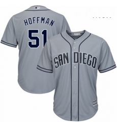 Mens Majestic San Diego Padres 51 Trevor Hoffman Replica Grey Road Cool Base MLB Jersey 