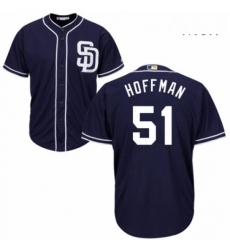 Mens Majestic San Diego Padres 51 Trevor Hoffman Replica Navy Blue Alternate 1 Cool Base MLB Jersey 