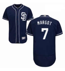 Mens Majestic San Diego Padres 7 Manuel Margot Navy Blue Alternate Flex Base Authentic Collection MLB Jersey