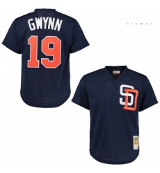 Mens Mitchell and Ness 1996 San Diego Padres 19 Tony Gwynn Authentic Navy Blue Throwback MLB Jersey