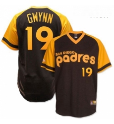 Mens Mitchell and Ness San Diego Padres 19 Tony Gwynn Authentic Brown Throwback MLB Jersey