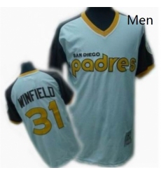 Mens Mitchell and Ness San Diego Padres 31 Dave Winfield Authentic White Throwback MLB Jersey