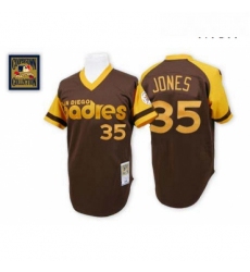 Mens Mitchell and Ness San Diego Padres 35 Randy Jones Authentic Brown Throwback MLB Jersey