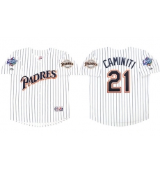 Men's San Diego Padres #21 Ken Caminiti White 1998 World Series Cool Base Stitched Jersey