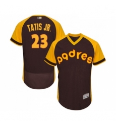 Mens San Diego Padres 23 Fernando Tatis Jr Brown Alternate Cooperstown Authentic Collection MLB Jersey Flex Bas