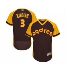 Mens San Diego Padres 3 Ian Kinsler Brown Alternate Cooperstown Authentic Collection MLB Jersey Flex Base Baseb