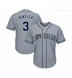 Mens San Diego Padres 3 Ian Kinsler Replica Grey Road Cool Base Baseball Jersey 