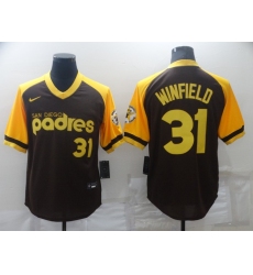 Men's San Diego Padres #31 Dave Winfield Brown Cooperstown Collection Stitched Throwback Jersey