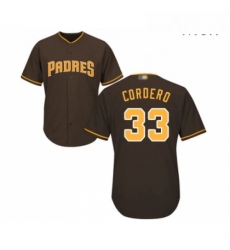Mens San Diego Padres 33 Franchy Cordero Replica Brown Alternate Cool Base Baseball Jersey 