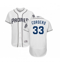 Mens San Diego Padres 33 Franchy Cordero White Home Flex Base Authentic Collection Baseball Jersey