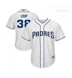 Mens San Diego Padres 38 Aaron Loup Replica White Home Cool Base Baseball Jersey 