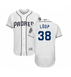 Mens San Diego Padres 38 Aaron Loup White Home Flex Base Authentic Collection Baseball Jersey