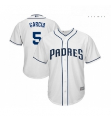 Mens San Diego Padres 5 Greg Garcia Replica White Home Cool Base Baseball Jersey 