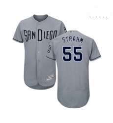 Mens San Diego Padres 55 Matt Strahm Authentic Grey Road Cool Base Baseball Jersey 