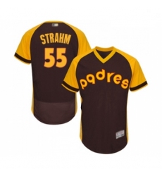 Mens San Diego Padres 55 Matt Strahm Brown Alternate Cooperstown Authentic Collection MLB Jersey Flex Base Base