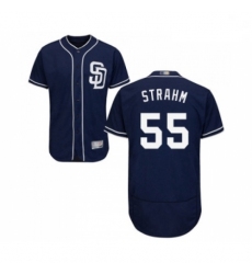 Mens San Diego Padres 55 Matt Strahm Navy Blue Alternate Flex Base Authentic Collection Baseball Jersey