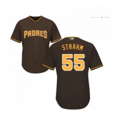 Mens San Diego Padres 55 Matt Strahm Replica Brown Alternate Cool Base Baseball Jersey 