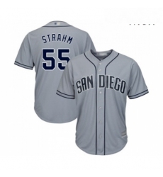Mens San Diego Padres 55 Matt Strahm Replica Grey Road Cool Base Baseball Jersey 