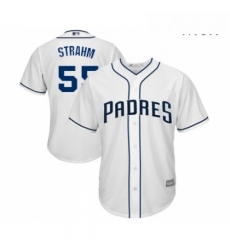 Mens San Diego Padres 55 Matt Strahm Replica White Home Cool Base Baseball Jersey 