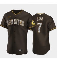 Men's San Diego Padres #7 Ha Seong Kim Diamond Edition Brown Jersey