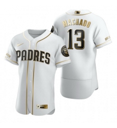 San Diego Padres 13 Manny Machado White Nike Mens Authentic Golden Edition MLB Jersey
