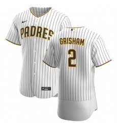 San Diego Padres 2 Trent Grisham Men Nike White Brown Home 2020 Authentic Player Jersey