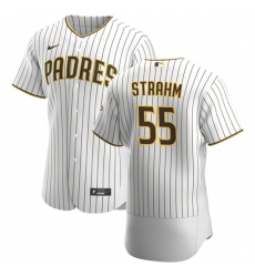 San Diego Padres 55 Matt Strahm Men Nike White Brown Home 2020 Authentic Player Jersey