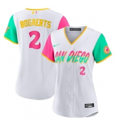 Women San Diego Padres 2 Xander Bogaerts 2022 White City Connect Stitched Baseball Jerseys
