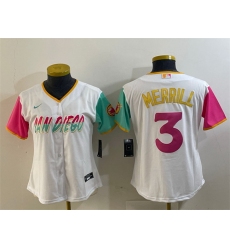 Women San Diego Padres 3 Jackson Merrill White City Connect Stitched Baseball Jersey