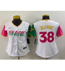 Women San Diego Padres 38 Jorge Alfaro 2022 White City Connect Cool Base Stitched Baseball Jersey 