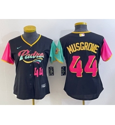 Women San Diego Padres 44 Joe Musgrove Black City Connect With Patch Stitched Baseball Jersey
