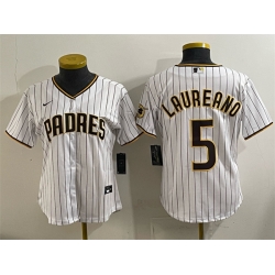 Women San Diego Padres 5 Ram F3n Laureano White Stitched Baseball Jersey 28Run Small 29