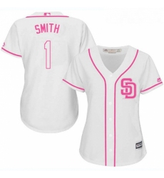 Womens Majestic San Diego Padres 1 Ozzie Smith Authentic White Fashion Cool Base MLB Jersey