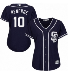 Womens Majestic San Diego Padres 10 Hunter Renfroe Authentic Navy Blue Alternate 1 Cool Base MLB Jersey 