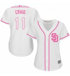 Womens Majestic San Diego Padres 11 Allen Craig Authentic White Fashion Cool Base MLB Jersey 
