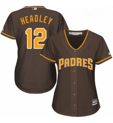 Womens Majestic San Diego Padres 12 Chase Headley Replica Brown Alternate Cool Base MLB Jersey 