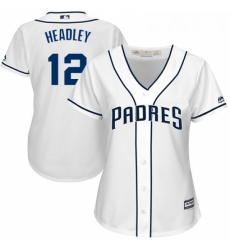 Womens Majestic San Diego Padres 12 Chase Headley Replica White Home Cool Base MLB Jersey 