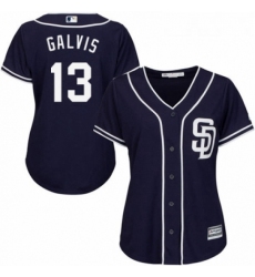 Womens Majestic San Diego Padres 13 Freddy Galvis Authentic Navy Blue Alternate 1 Cool Base MLB Jersey 