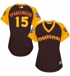 Womens Majestic San Diego Padres 15 Cory Spangenberg Authentic Brown 2016 All Star National League BP Cool Base Cool Base MLB Jersey