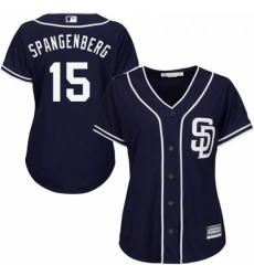 Womens Majestic San Diego Padres 15 Cory Spangenberg Authentic Navy Blue Alternate 1 Cool Base MLB Jersey