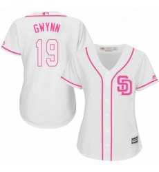 Womens Majestic San Diego Padres 19 Tony Gwynn Replica White Fashion Cool Base MLB Jersey