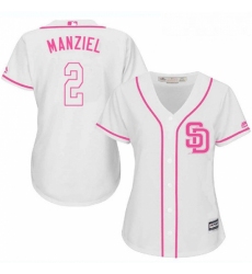 Womens Majestic San Diego Padres 2 Johnny Manziel Authentic White Fashion Cool Base MLB Jersey