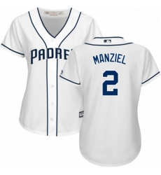 Womens Majestic San Diego Padres 2 Johnny Manziel Authentic White Home Cool Base MLB Jersey
