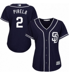 Womens Majestic San Diego Padres 2 Jose Pirela Authentic Navy Blue Alternate 1 Cool Base MLB Jersey 