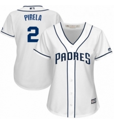 Womens Majestic San Diego Padres 2 Jose Pirela Replica White Home Cool Base MLB Jersey 